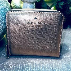 NWT Kate Spade Small Ziparound Gold Wallet